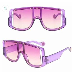 Oversized Shield Sunglasses Purple Lens Accents Fashion Sun Glasses Women Lentes